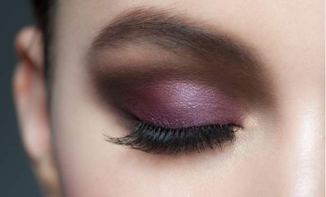 Closeup Beautiful Woman Eye Bright Violet